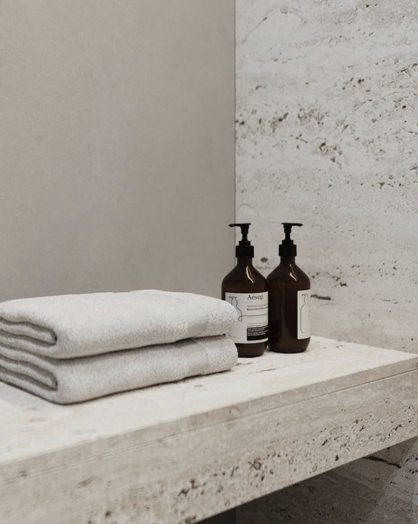 salle de bain travertin