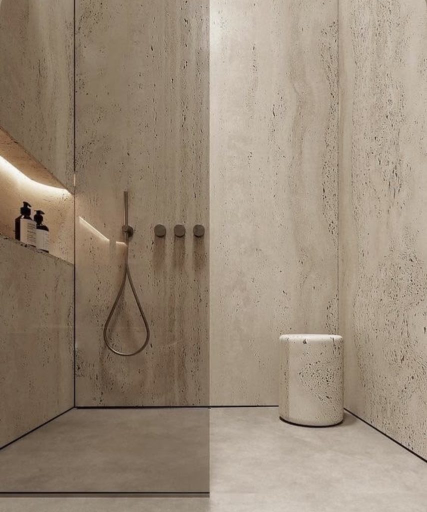 douche marbre beige