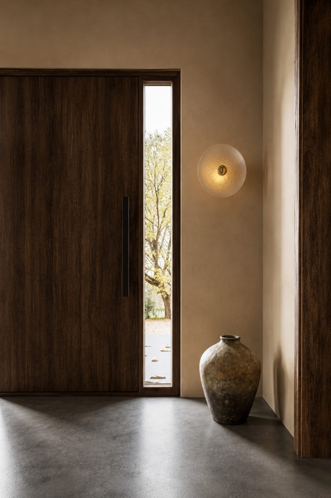 Porte d'entrée contemporaine en bois massif avec design minimaliste