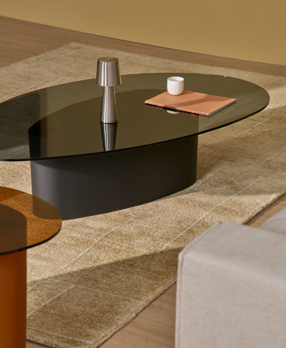 Table basse ovale noire au design contemporain