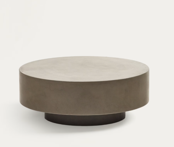 Table basse ronde en ciment au design minimaliste pour un salon contemporain