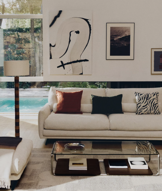 Table basse en verre et noyer au design Mid-Century Modern