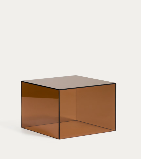 Table d'appoint en verre fumé au design minimaliste et contemporain